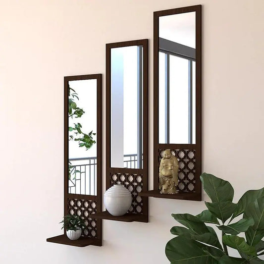 Wooden MDF Wall Shelf candle stand with Acrylic Mirror