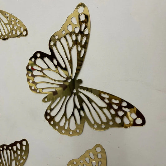 Acrylic Golden Butterfly Wall Decor