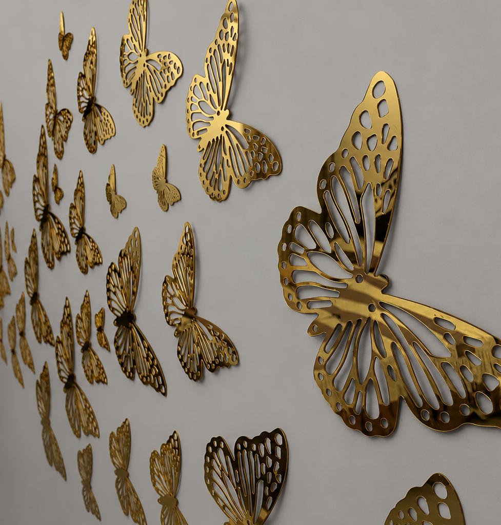 Acrylic Golden Butterfly Wall Decor