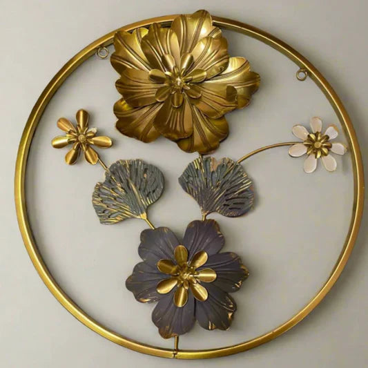 Round Golden Metal Flower Frame