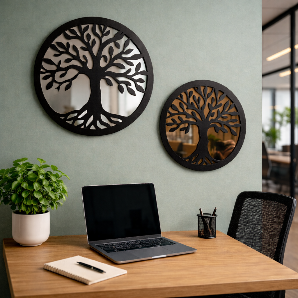 Modern acrylic nature reflection wall art featuring a serene landscape design with a high-gloss finish.