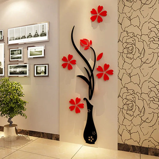 Modern 3D wooden flower wall art with layered floral petals for a decorative home interior.