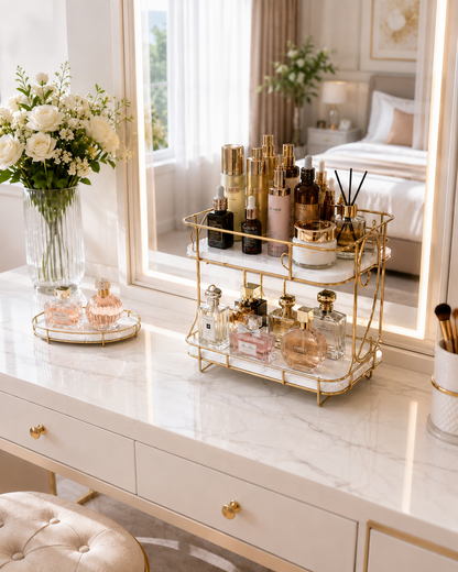 2-Tier S style  Modern Makeup Organizer  – Multi-Functional Storage
