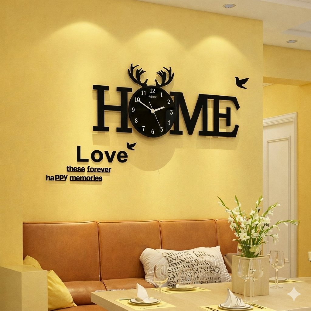 Close-up of the 3mm thick black MDF texture and the sleek, monochromatic black clock face.