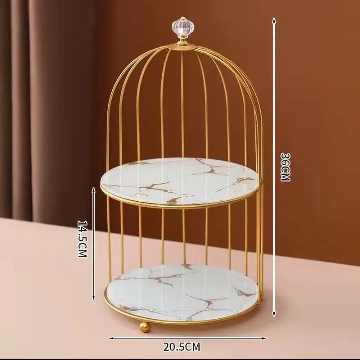2-Tier Bird Cage Cosmetics Organizer – Makeup Holder, Cake Stand & Decorative Display