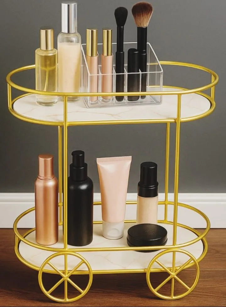 2-Tier Trolly Makeup Organizer  – Multi-Functional Storage