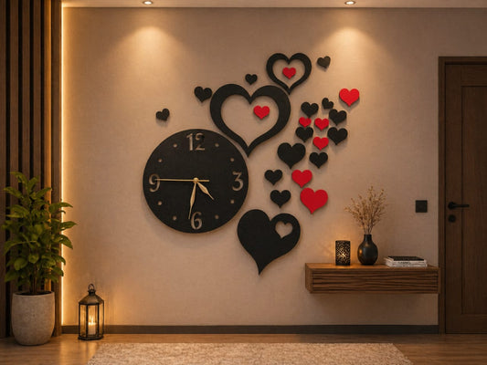 Elegant Heart Design Wall Clock – Modern 3D Love Art