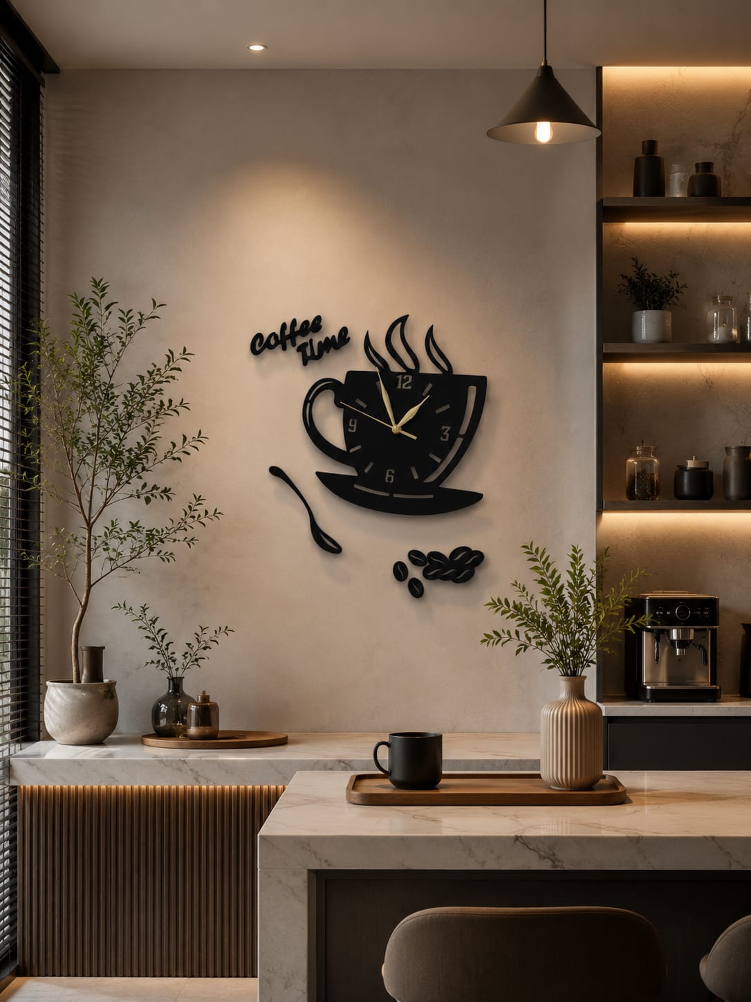 Coffee Time Elegant Kitchen Clock