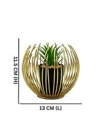 METALLIC GOLDEN GLOBE DECOR WITH PLANTER INSIDE