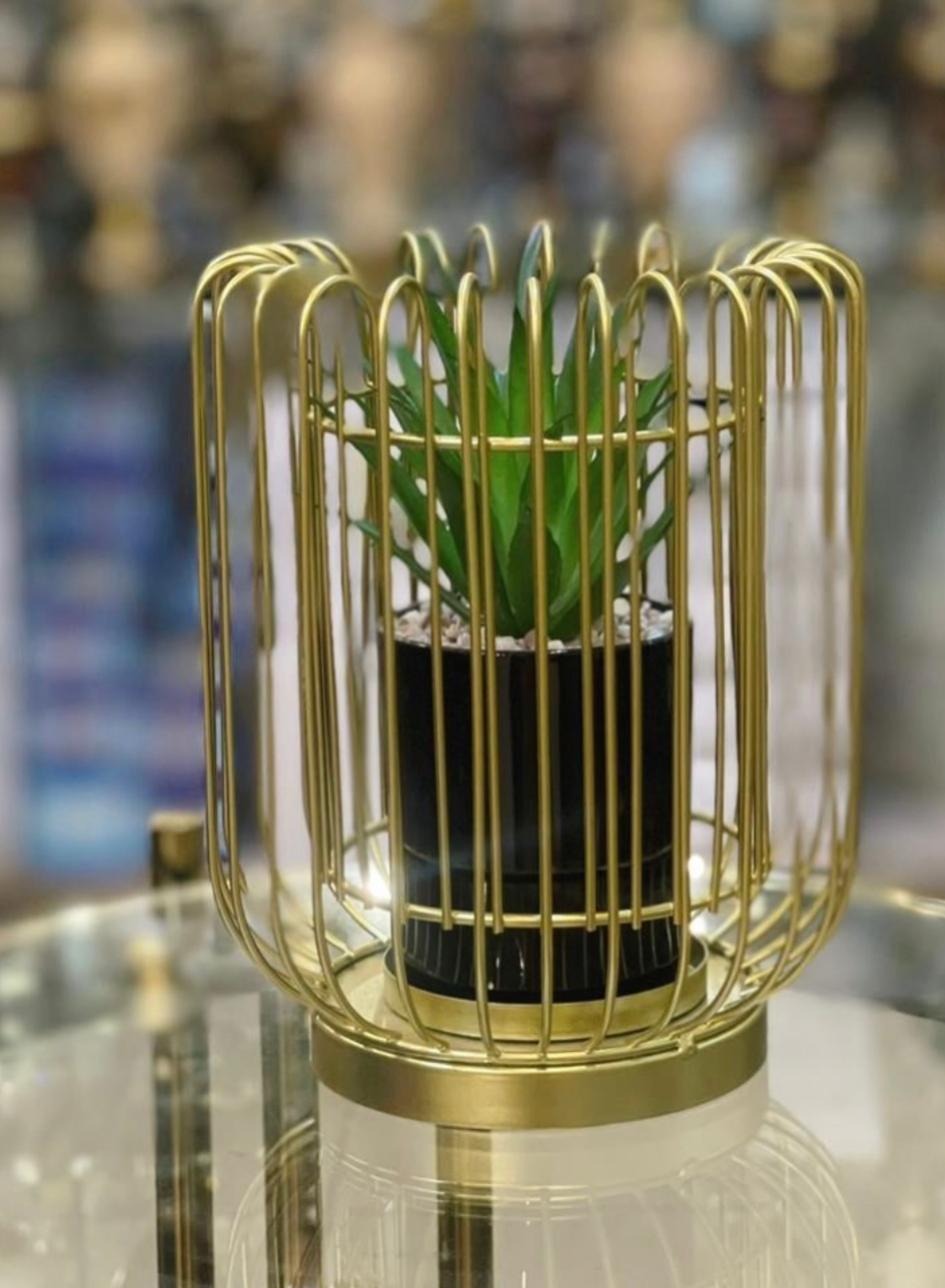 Metal Cage With Ceramic Vase