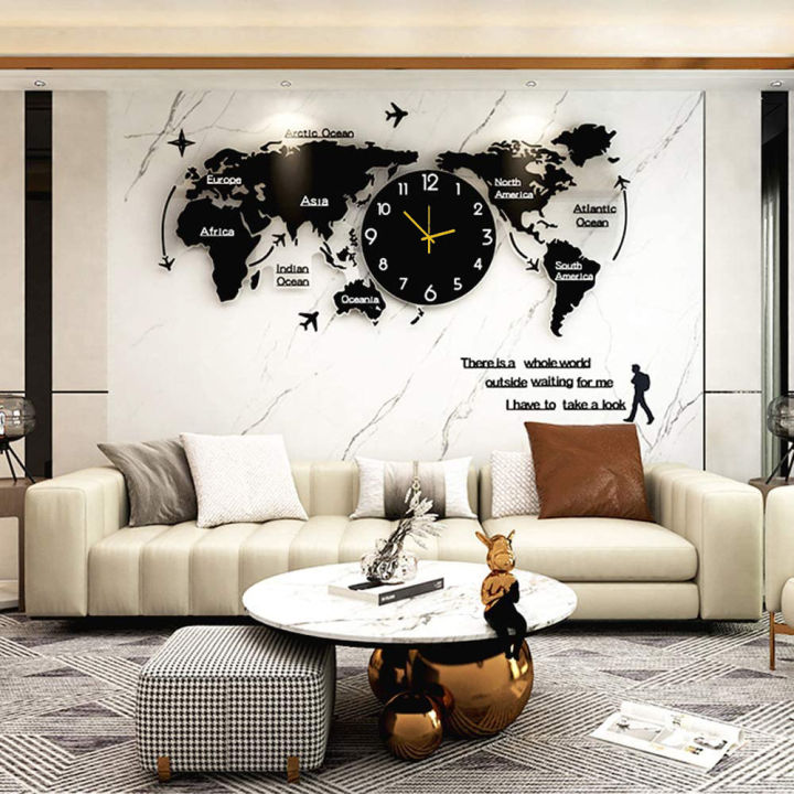 Modern World Map Wall Clock