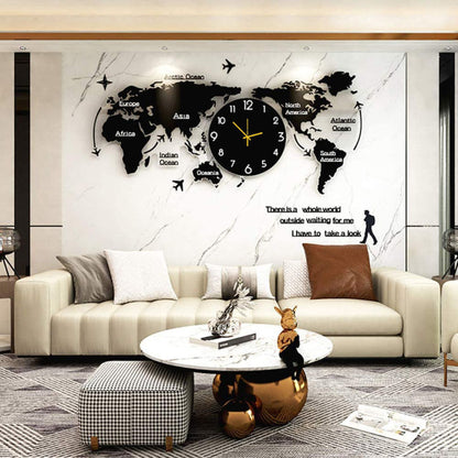 Modern World Map Wall Clock