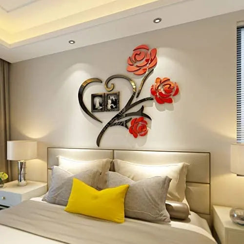 Large 3D wooden rose flower wall art in a creative floral design for home decoration.