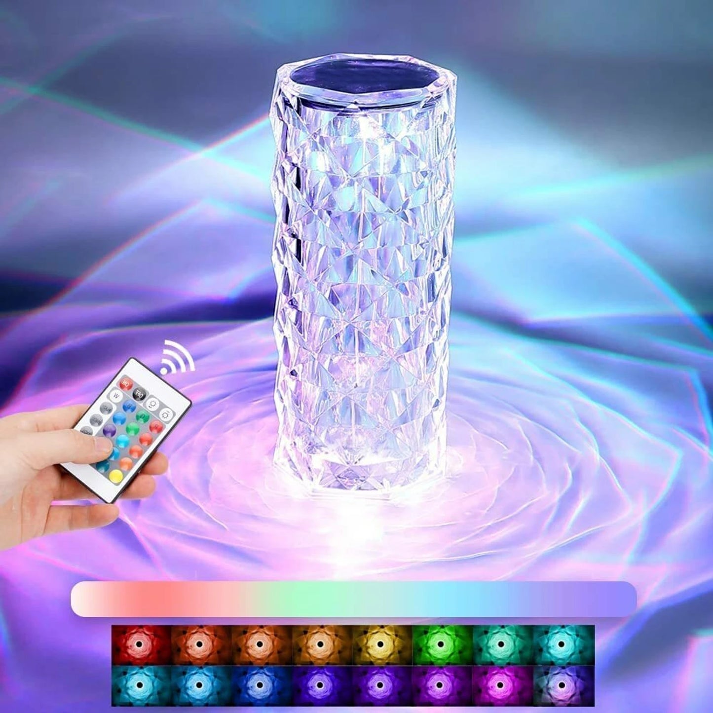Crystal Rose Diamond LED Table Lamp with 16 RGB colors