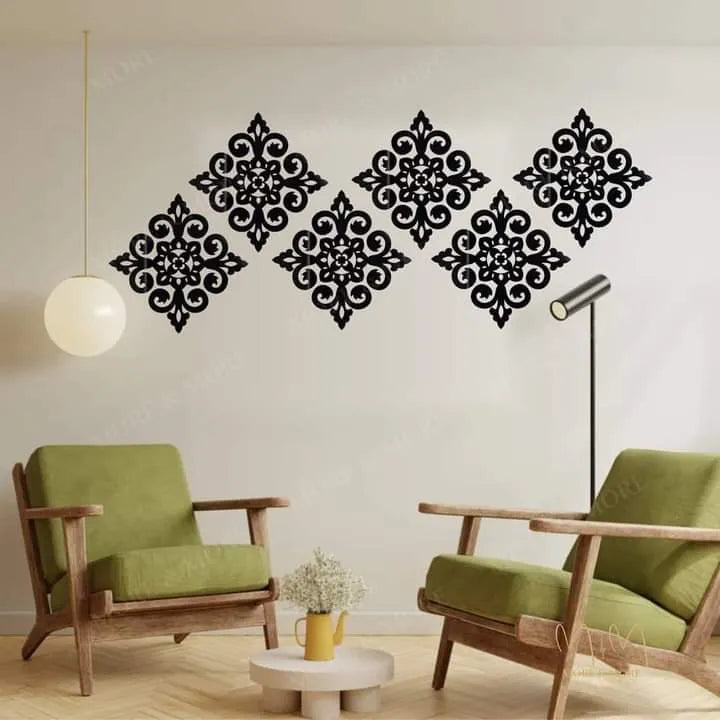 stylish 3D wall art setup in bedroom modern interior