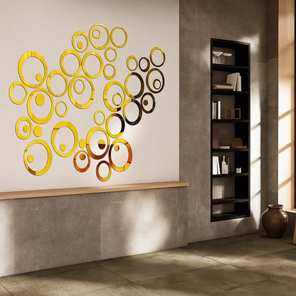 Acrylic Ring Mirror Wall Decor(GOLDEN)