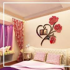 The 20x30 inch 3D wooden rose centerpiece installed in a modern, stylish bedroom.